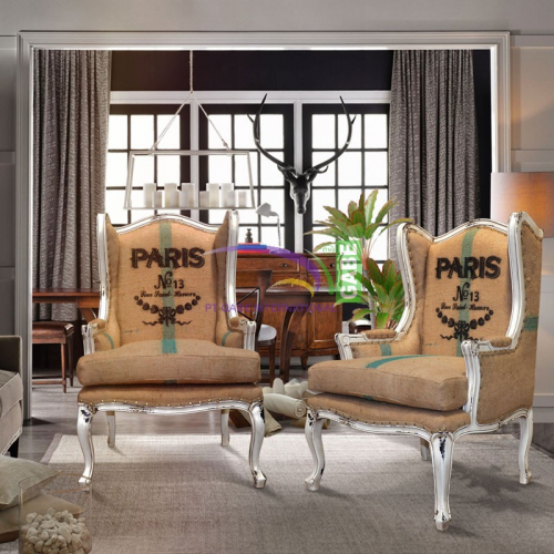 Wing Chair Luis With Burlap
