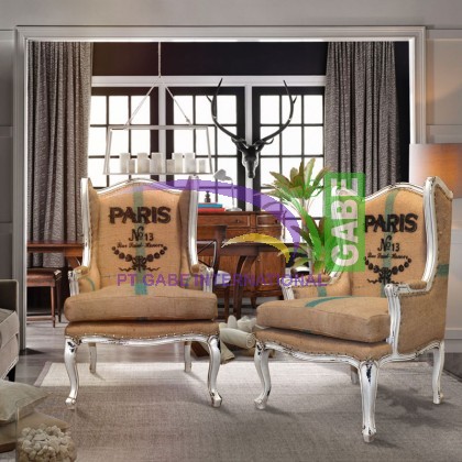 Wing Chair Luis With Burlap